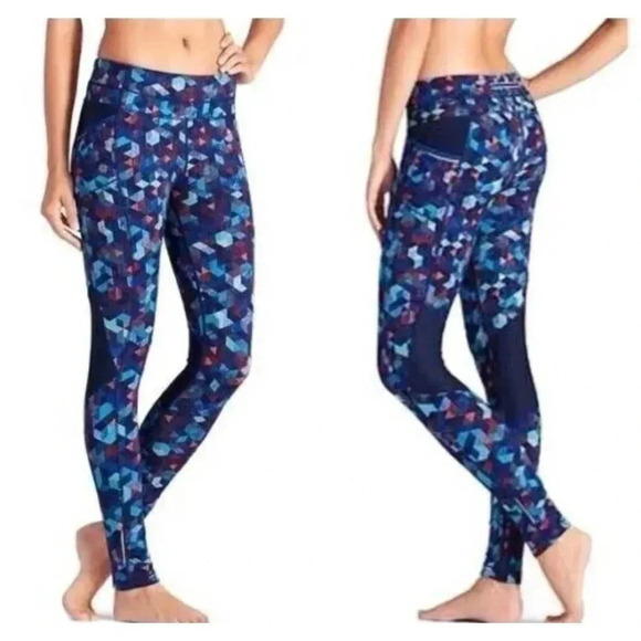 Athleta women’s Be Free mesh geometric full length leggings. Size small - Picture 3 of 7